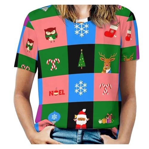 T-shirt imprimé colorblock néon coucher de soleil haut grande taille 3XL manches courtes