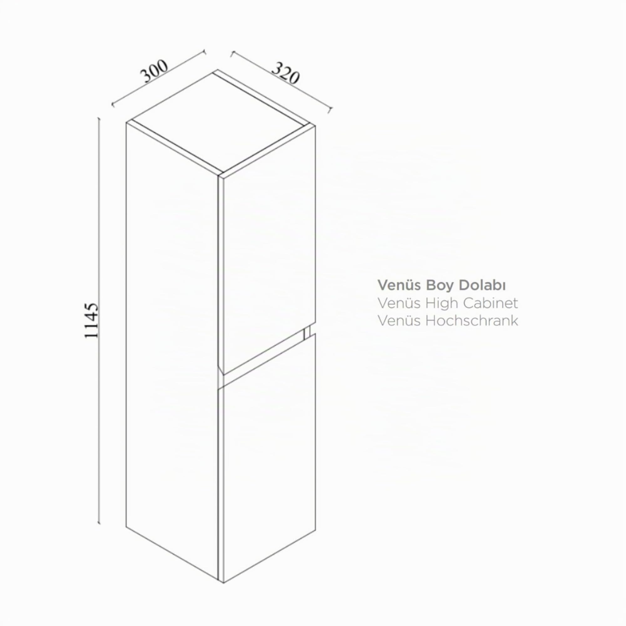 Badezimmer Hochschrank 30cm Breit Venus Weiß 114,5 x 30 x 32 cm| Softclose-Türen | unsichtbaren Griffen | Badezimmerschrank Badschrank Badhochschrank Badregal
