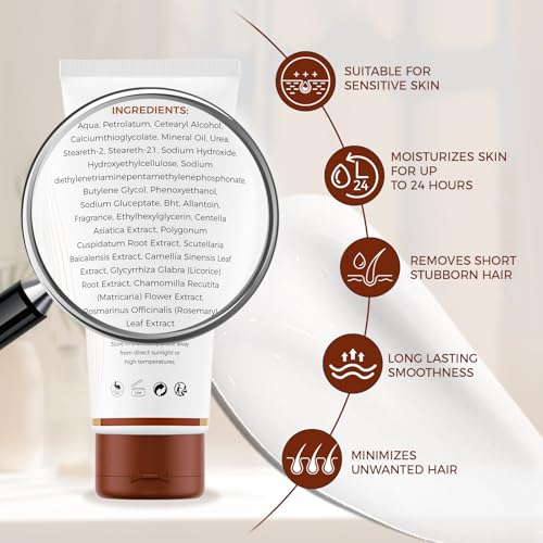 OUKEYA Hair Removal Cream for Women & Men Sensitive Skin, 5.29 oz Natural Extracts Depilatory Cream for Bikini Line Legs Arms Underarms, Dermatologically Tested Painless Hair Remove Gel