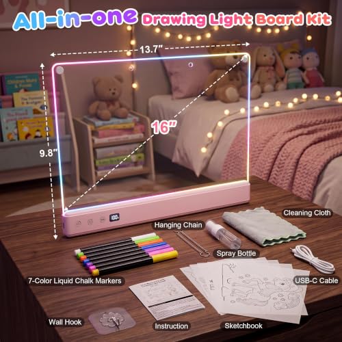 16" Rechargeable LED Drawing Board for Kids with 16-Color Light Effects by comzler - Used condition - Image 8