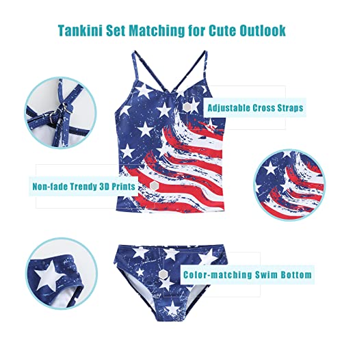 Image of Girls 3 Piece Swimsuits Set Long Sleeve Rash Guard for Girls Tankini Bathing Suits Beach Swimwear 3-16 Years