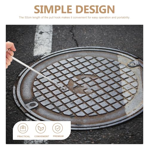 Gancho en T de acero inoxidable de 50 cm para levantar tapas pesadas 3