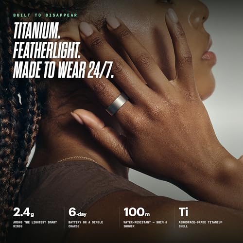 Image of ULTRAHUMAN Ring AIR - Smart Ring | No App Subscription Fee | Size First with Sizing Kit | Sleep, Activity & Heart Rate Tracking | Fitness Ring for Men & Women (Raw Titanium, 6)
