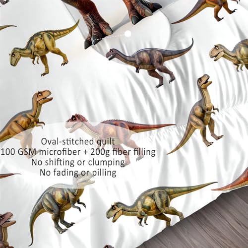 Image of Dinosaur Comforter Set Twin Size 3D Dino Bedding Sets for Boys Girls Kids Teens Bedroom Decor Dinosaur Animal Print Quilt 1 Comforter 1 Pillowcase