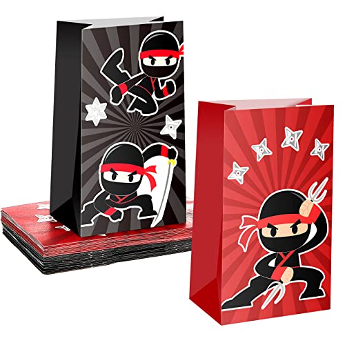 Sacs à dragées Ninja Leinuosen rouge et noir pour animer un anniversaire d'enfants