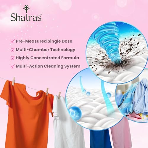 Image of Shatras 5-in-1 Laundry Detergent Pods (30 Pack) | Powerful Stain Remover | Floral Fragrance | For Top & Front Load Washing Machines | 1 Pod = 1 Wash (Up to 8kg Loads)