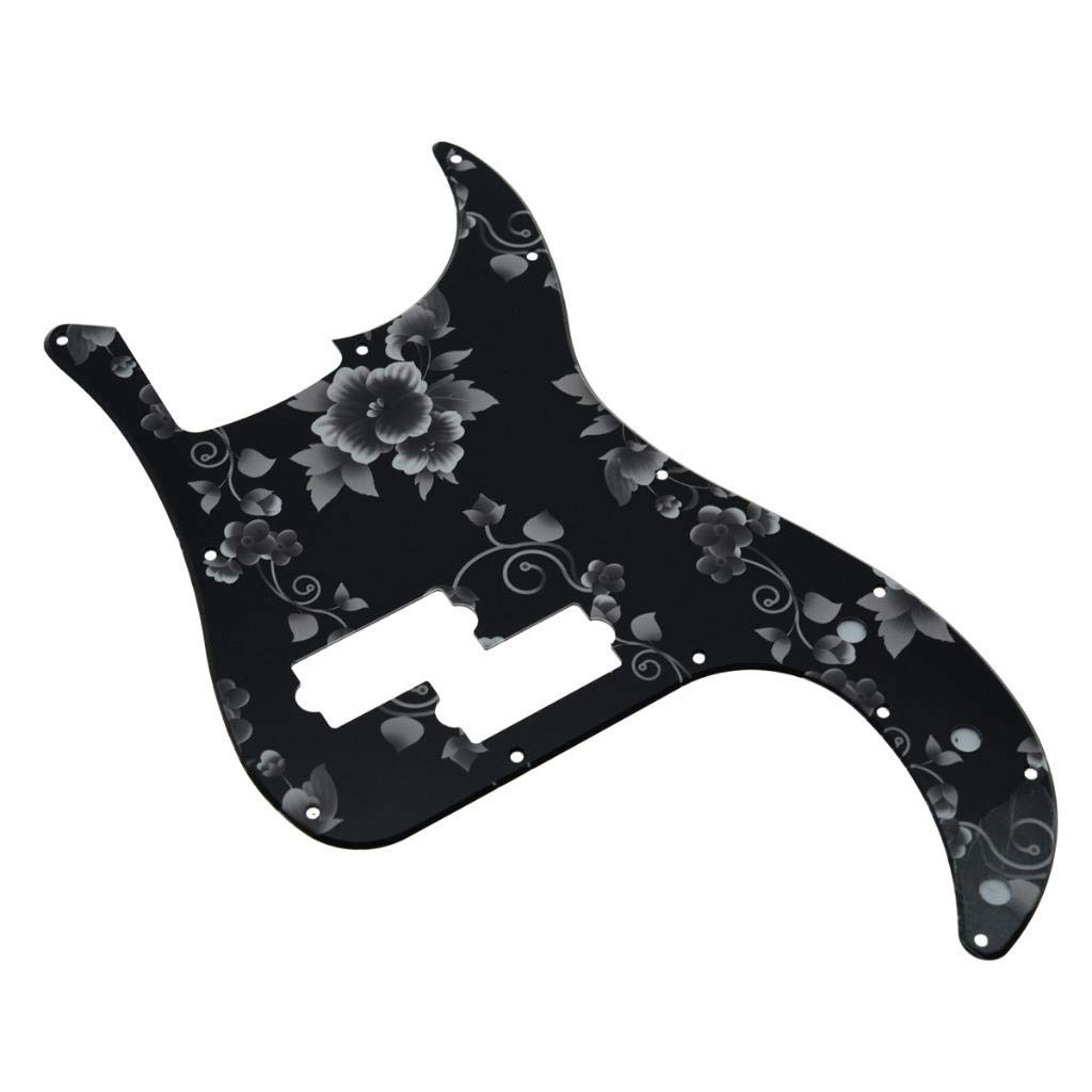 KAISH 13 Hole 3D Printed Plastic P Bass Pickguard Bass Scratch Plate PB Pick Guard for USA/Mexico Precision P Bass Flower Pattern