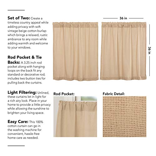 VHC-Brands-Burlap-Vintage-Farmhouse-Kitchen-Curtains-36-Long-Tier-Pair-Beige-Set-of-2 VHC Brands Burlap Vintage Farmhouse Kitchen Curtains 36 Long Tier Pair Beige Set of 2