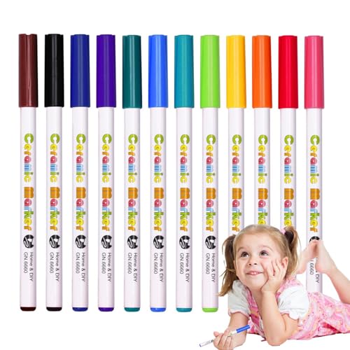 Bolígrafos de pintura para pintura de roca, marcadores de vidrio, 12 colores, impermeables, juego de rotuladores de pintura acrílica para lienzo, vidrio, madera, papel