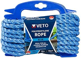 TIMCO Polypropylene Blue Rope  General purpose  Great for towing, mooring, strapping, cable draw cord and as a washing line - 10mm x 10m
