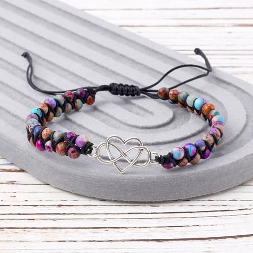 Bracelet for Granddaughter, Purple Alloy Forever Love Granddaughter Jewelry from Grandma Double Layer Bead Granddaughter Bracelet Adjustable Bracelet for Granddaughter4