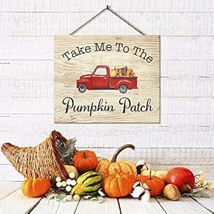 JennyGems Fall Decor, Take Me To the Pumpkin Patch Hanging Wooden Sign, Fall Decorations for Home, Autumn Harvest, Thanksgiving Decor, Red Truck Pumpkins, Made in USA JennyGems Fall Decor Take Me To the Pumpkin Patch Hanging Wooden Sign Fall Decorations for Home Autumn Harvest Thanksgiving Decor Red Truck Pumpkins Made in USA