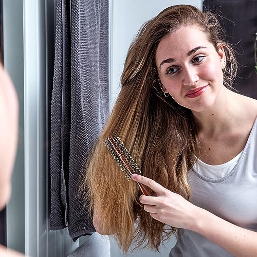BESTOOL Small Round Brush for Short Hair, Round Hair Brushes for Blow Drying, Men Beard Brush, Professional Styling Brush for Smoothing, Curls, Bangs (Reddish brown) - Image 3
