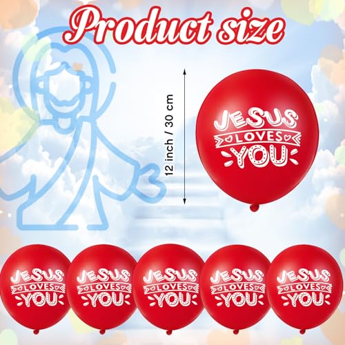 Image of Gejoy Jesus Loves You Balloon 12 Inch Latex Christian Religious Jesus Balloon Party Decor for He Is Risen Party Decor Favor Cross Church Event Birthday Sunday Supplies(Red,60 Pcs)