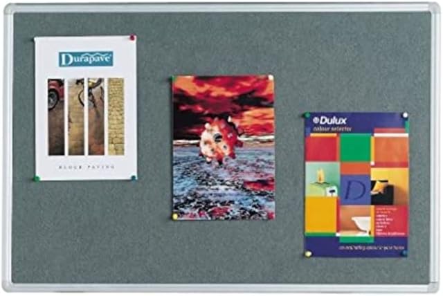 Q Connect 900x600mm Aluminium Frame Notice Board - Grey