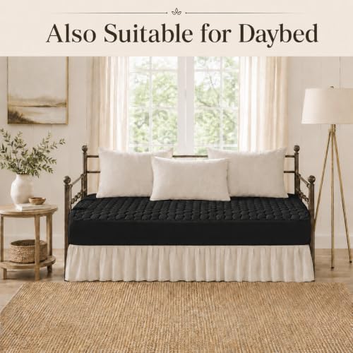 Image of OhGeni 100% Waterproof Twin Size-Black Mattress Protector,Mattress Soft Pad,Washable Bed Cover Over 99 pcs Hex Filled Bumps for Kid's Room&Daybed