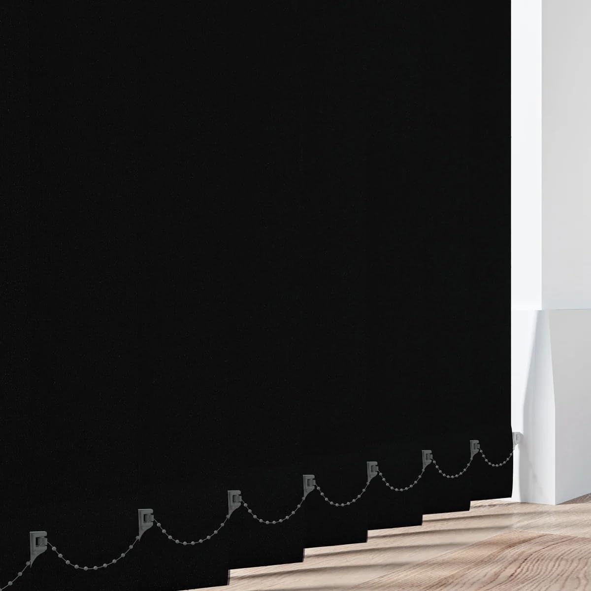 Made to Measure Blackout Vertical Blind Slats 89mm (3.5") PVC | Waterproof Replacement Louvres | Wipeable Window Replacement Louvres (Up To 250cm, Hidden Weights, Aqualush Black)