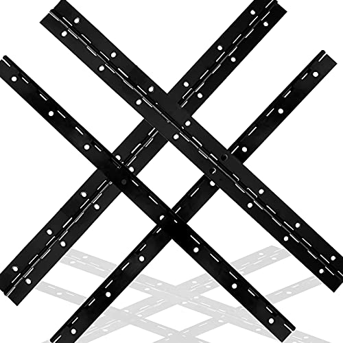 16Inch Black Continuous & Piano Hinges, 4Pcs Stainless Steel Continuous Hinge With Holes, Heavy Duty Polished Stainless Piano Hinges For Boat Cabinets Storage Box, 0.04" Leaf Thickness 1.2”Open Width #TOP3
