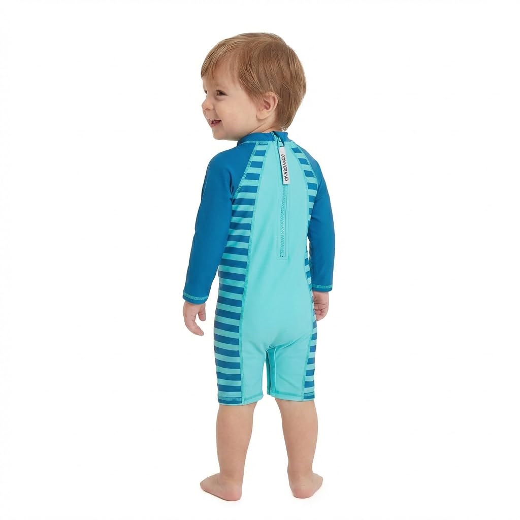 BONVERANO Traje de baño para bebé niño Trajes de baño de una Pieza de Manga Larga Protección UV 50+ Trajes de baño con Cremallera
