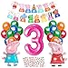 Geburtstagsdeko 3 Jahre Mädchen, Luftballon 3. Geburtstag, Rosa Wutz Deko Geburtstag 3, Folienballon 3, Sticker, Happy Birthday Girlande für 3 Jahre Kindergeburtstag Deko