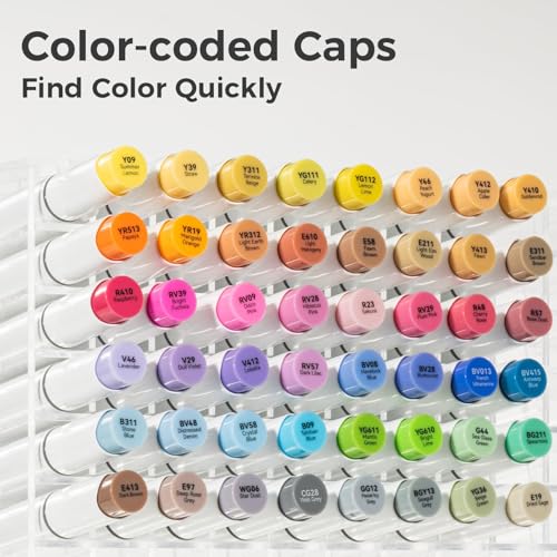 Image of Ohuhu Alcohol Brush Markers 48 Mid-tone Colors- Double Tipped Alcohol Based Art Marker Set for Artists Adults Coloring Sketch Illustration- Brush & Chisel Dual Tips- Honolulu- Refillable