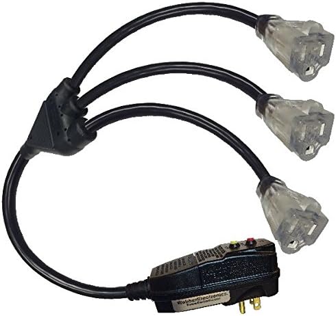 Webber Pro-Series Blue GFCI Safety Extension Cable GFCI Plug 15 AMP with Illuminated “Triton” Triple receptacles. 2.5' Webber CW43543-IA (CW43543)