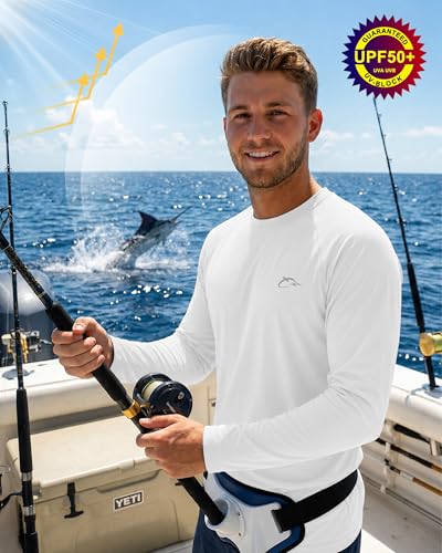 Image of FISHEAL Mens Long Sleeve Fishing Camo Shirts, UPF 50+ Sun Swim Rash Guard