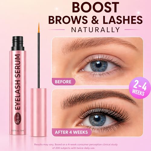 Image of Eyelash Growth Serum with Peptide & 7 Botanicals, Lash Growth Serum to Boost Lash Fullness & Thickness, Vegan Formula & Gentle for Sensitive Eyes 5mL