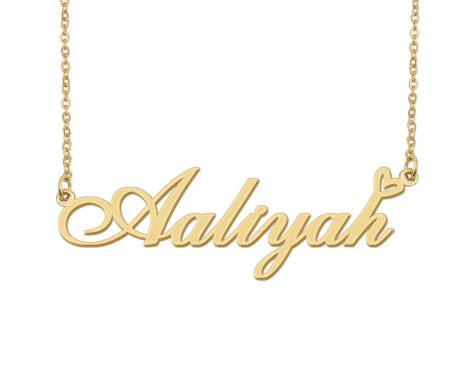 AoloshowPersonalized Heart Name Necklace Gold Custom Any Names Stainless Steel Jewelry for Womens Graduation