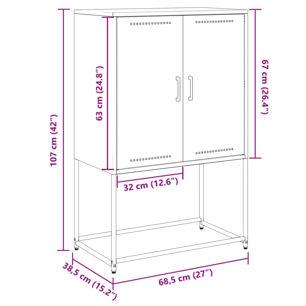 vidaXL Szafka, biała, 68,5x38,5x107 cm, stal