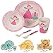 Produktbild BIOZOYG Kinder Geschirr Set aus Bambus 5 teilig I Kindergeschirr Set Fee bpa frei I Tafelservice aus Kinderbesteck Müslischale Trinkbecher Kinderteller I Recycling Natur Material