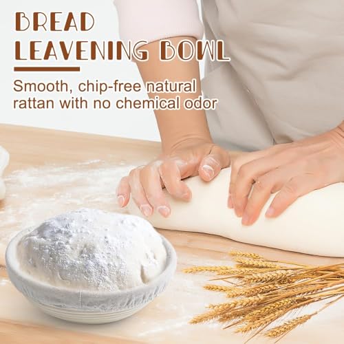 Image of Sourdough Bread Basket, Bread Basket, Breads Proofing Baskets, Handmade Round Breads Baskets, White, Wicker Baskets Professional Artisan Bread Making, Baking Tools Home Bakers