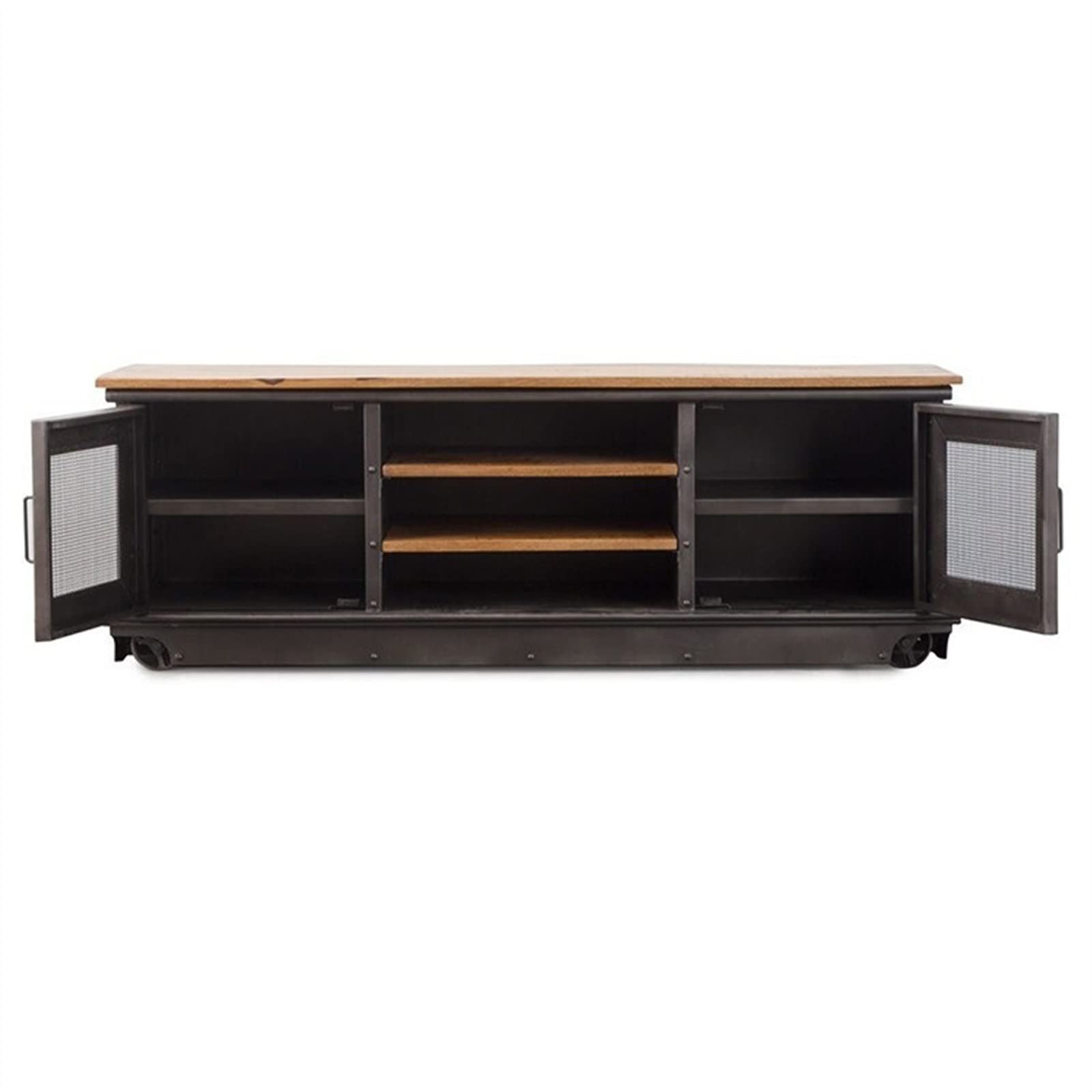 Supporti TV Mobile TV, console TV in stile industriale con rete metallica a 2 ante e ripiani aperti, supporto TV in ferro retrò in soggiorno, sala intrattenimento, ufficio Home decor ( Size : 160*48*5