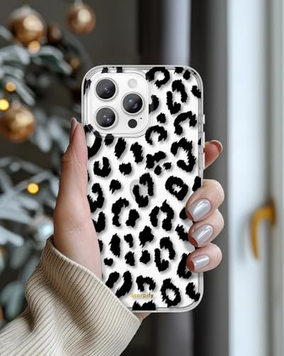 Coque iPhone 16 Pro Max transparente jolie coque anti-chute motif léopard