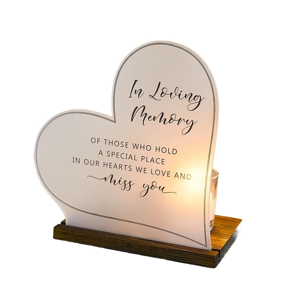 Cartello Acrilico A Forma Di Cuore Per Condoglianze: Decorazione Commemorativa Per Ricordo Di Una Persona Cara (11,9x11,9 Cm, Rosso) - 2
