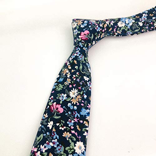Image of Mantieqingway Men's Cotton Floral Neck Tie 2.56'' Printed Skinny Tie