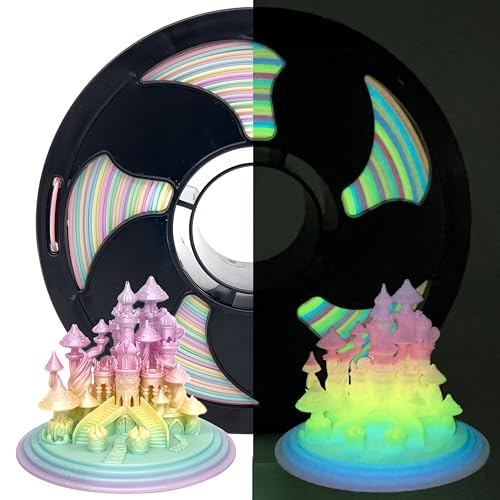 Image of Moon Rainbow Glow in Dark Silk PLA 1.75mm 1kg Luminous 3D Filament FDM AMS | Silk Shiny Smooth Surface Gradient Bright Night Light printing Hide layer Lines 1kg spool 2.2lbs for Printer Bambu Snapmaker