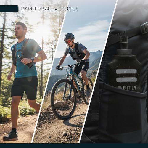 Image of FITLY Soft Flask - 13.5 oz (400 ml) - Shrink As You Drink Pocket Soft Water Bottle for Hydration Pack /Running Vest- Folding Water Bottle for Running, Hiking, Cycling - Ski Water Bottles (FLASK400)
