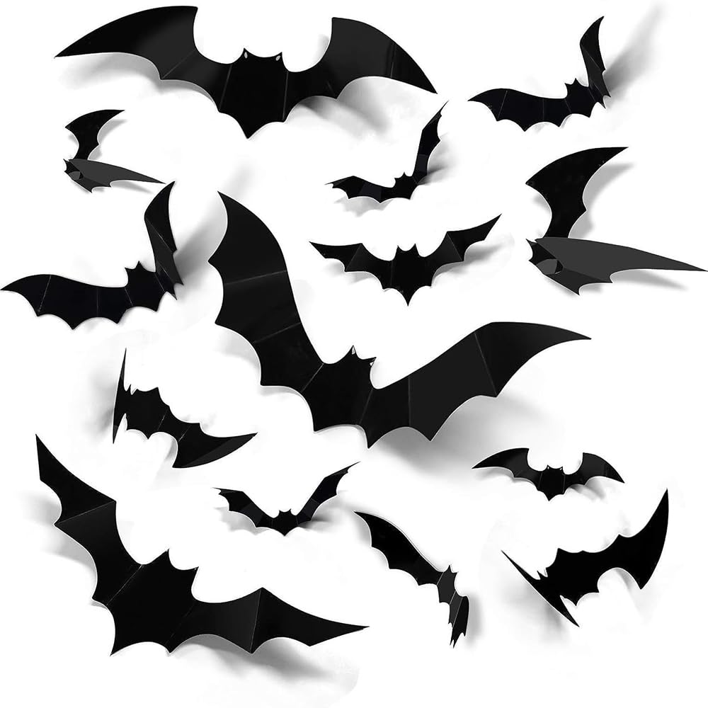 Czf3huo- Black Halloween Party Decorations, Bat Wall Decals, 3D Paper Bats For Halloween Home Decor (48)