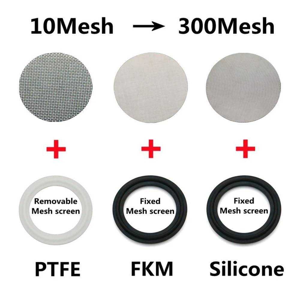 Filtro a Rete 304, Guarnizia Morsetto Tri-Clamp, 10, 20, 40, 60, 100, 150, 300 Maglie 1,5" 2" 2,5" 3" 4" Fkm Sanitario Homebrew/119Mm(4 Inch)/20 Mesh
