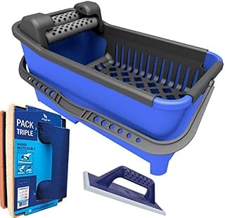 Peygran Grouting Tool KIT: Grouting Bucket 20L Equipped with a Roller System That ensures a Maximum and More efficient Drainage with Grout Float for tile and PRO Grout Sponge for Tile - Triple Pack