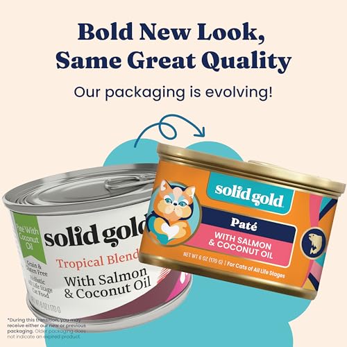 Image of Solid Gold Tropical Blendz Salmon Pate in Coconut Oil - Nutrient-Rich Wet Cat Food for All Life Stages, 16 Pack