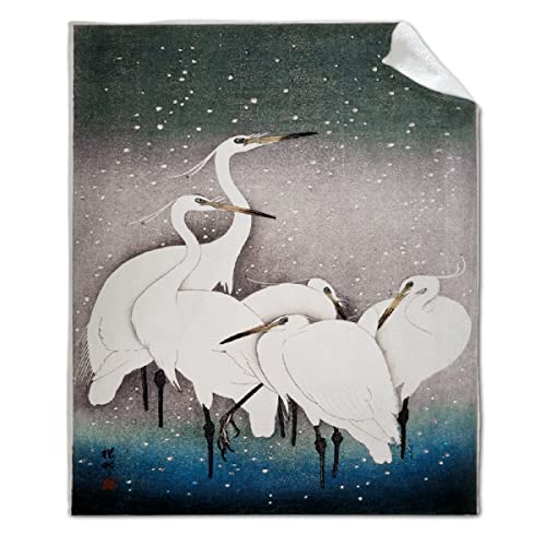 ARTBLANKET Group of Egrets Throw Blanket Fannel Fleece Super Soft Funny Blanket Travel Throw Blanket for Bed Couch Sofa 60x50 in for Teen Car