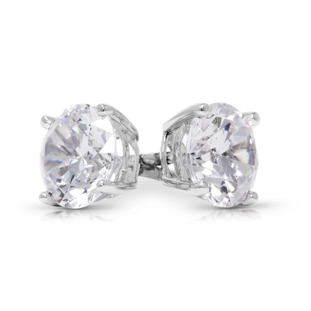 Diamond Stud Earrings for Women & Men, Princess Cut, Heart Cut, Round Cut Diamond Earrings,14k White