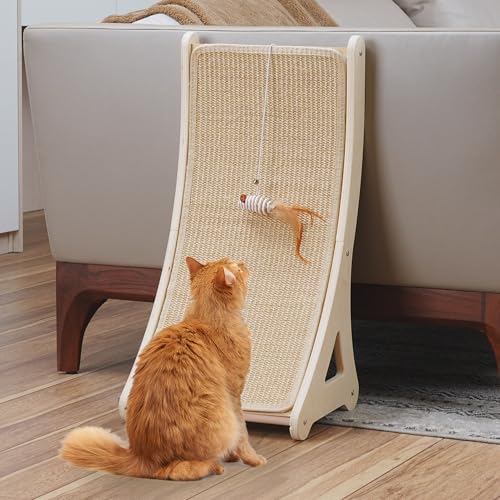 Curved Cat Scratcher, Sisal Kitty Scratching Ramp, L Shape Scratc...