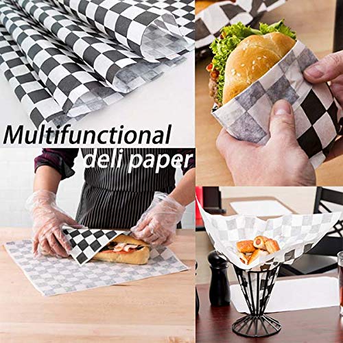 [250 Sheets] 12x12" Deli Wax Sheets Sandwich Wrap Paper Black and