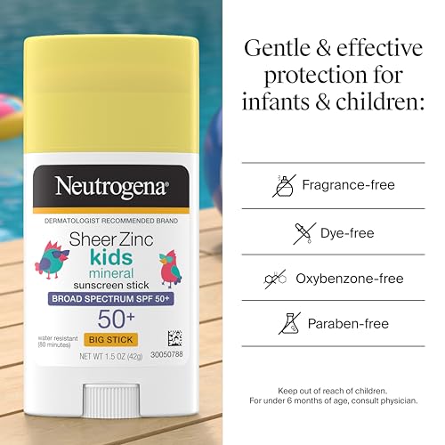 Neutrogena Sheer Zinc Oxide Kids Mineral Sunscreen Stick SPF 50+, 1.5 oz | Broad Spectrum Protection, Water-Resistant Sunscreen Stick, Gentle on Sensitive Skin, Dermatologist Recommended - image 5