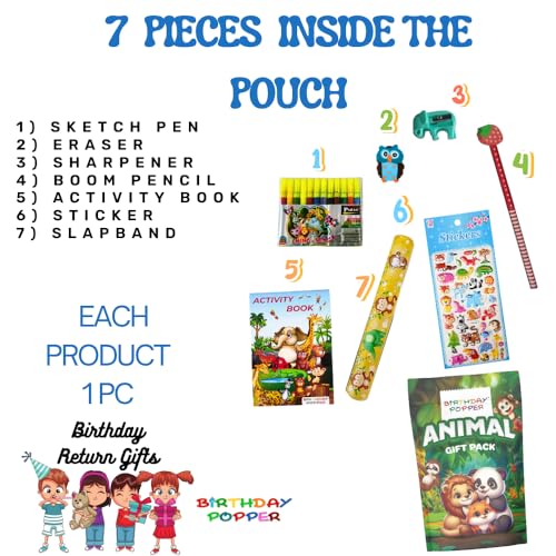 Image of Birthday Popper Premium Animal Theme Gift Pack | Hand-Picked Birthday Return Gifts for Jungle Safari Party Celebrations with Fun & Engaging Combo Set