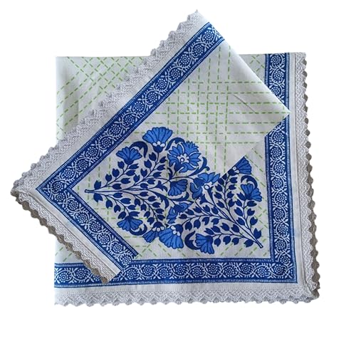 Image of FINGERCRAFT Cloth Napkins Cotton Linen Blend Fabric with Classic Lace 20x20 Inch Dinner Napkin Durable and Good Absorbency for Home, Hotels, Parties (Mesh Banquet, Set of 12)