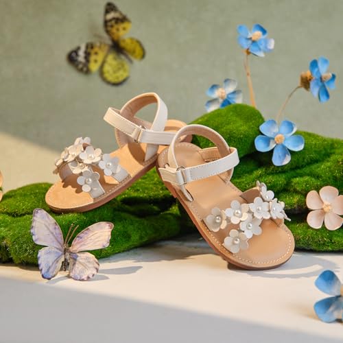 Image of PHIRAMIN Toddler Girl Sandals - Flower Girl Dress Shoes Open Toe Little Kid Wedding Party